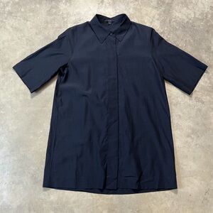 Cos Blouse Womens 4 Black Collared Hidden Button Basic Minimalist Office